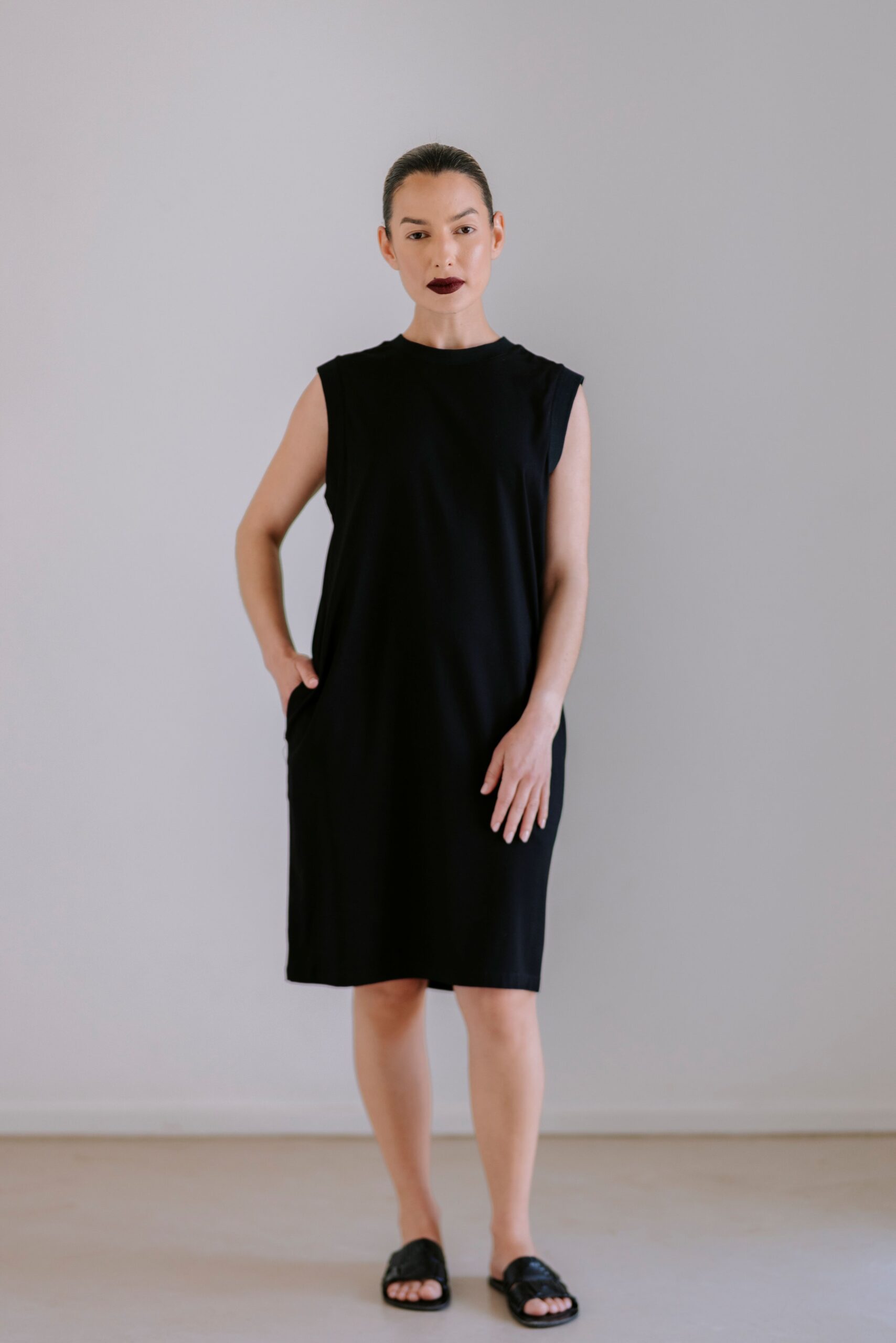 Midi Shift Dress In Viscose - Black