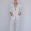 Linen Blend Summer Blazer - Chalk