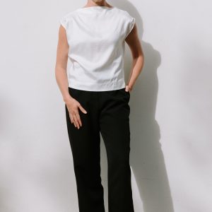 Drape High Neck Top - White