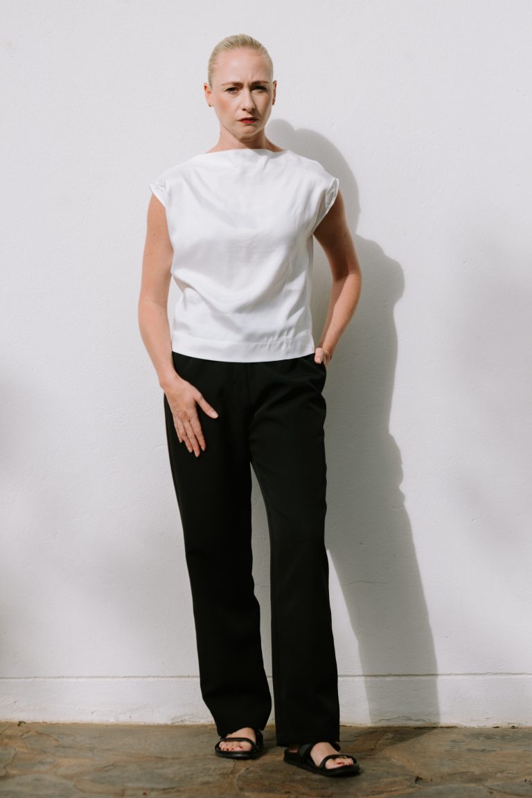 Drape High Neck Top - White