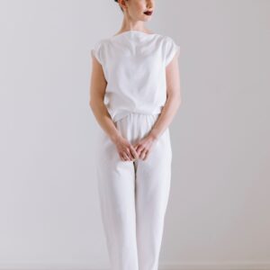 Drape High Neck Top - White