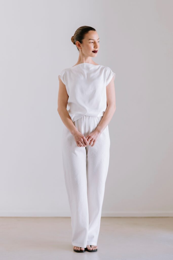 Drape High Neck Top - White