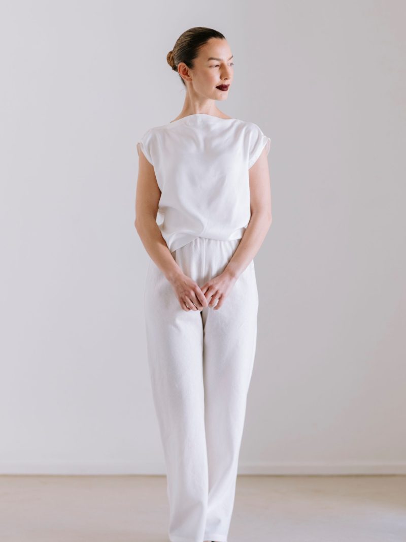 Drape High Neck Top - White