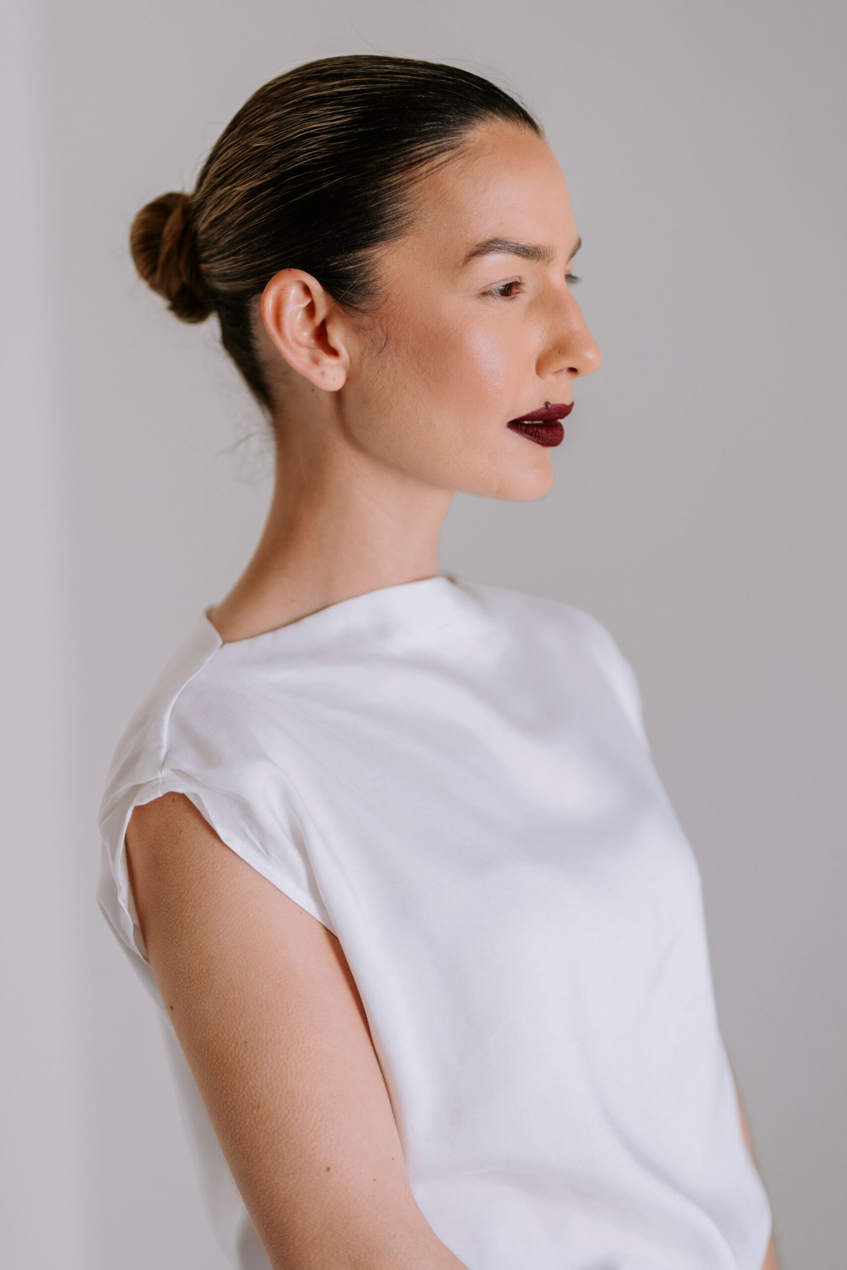 Drape High Neck Top - White - Image 4