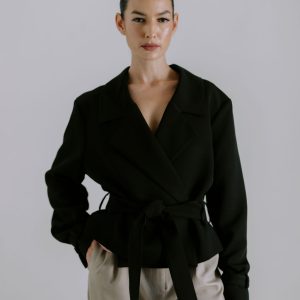 Cropped Trench Jacket - Black