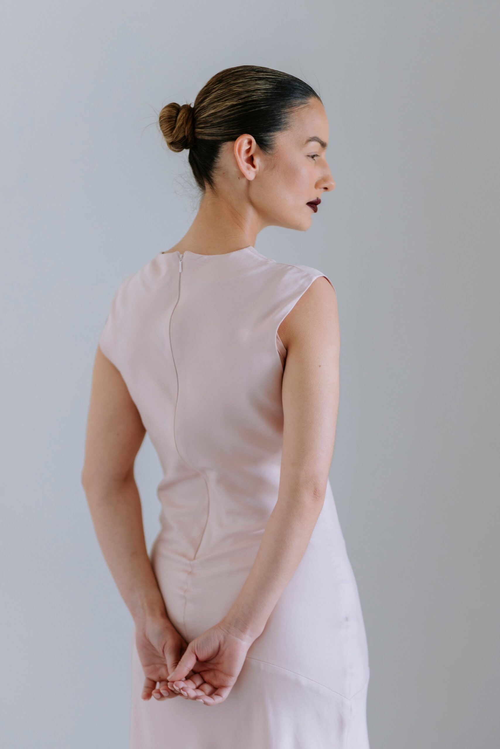 Sculpted Midi Dress - Blush - Image 4