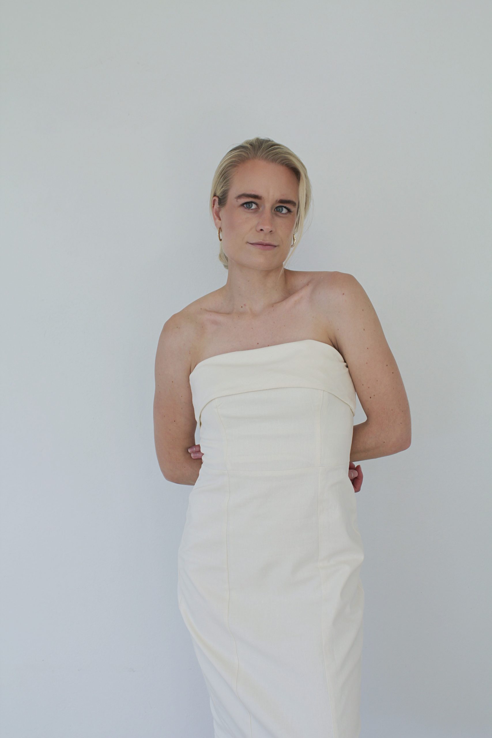 The Fold Bustier Dress - Ivory - Image 3